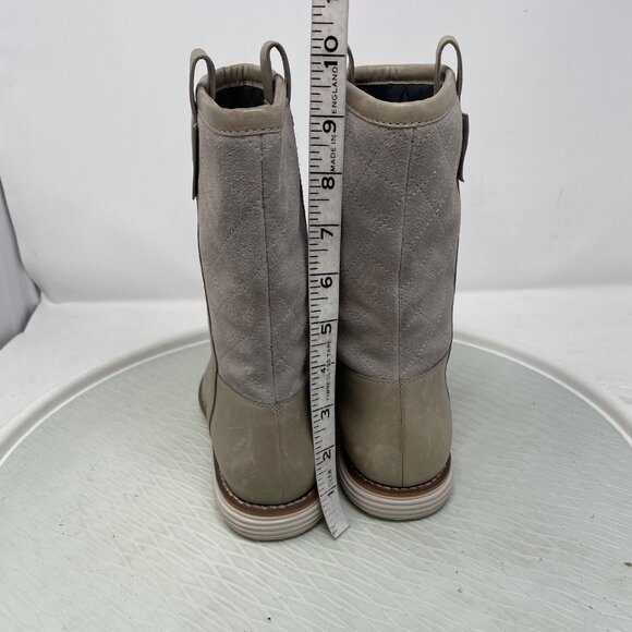 Cole Haan ZeroGrand Boot Size 6 Roper Quilted Round Toe Mid-Calf Suede Leather - Picture 5 of 11